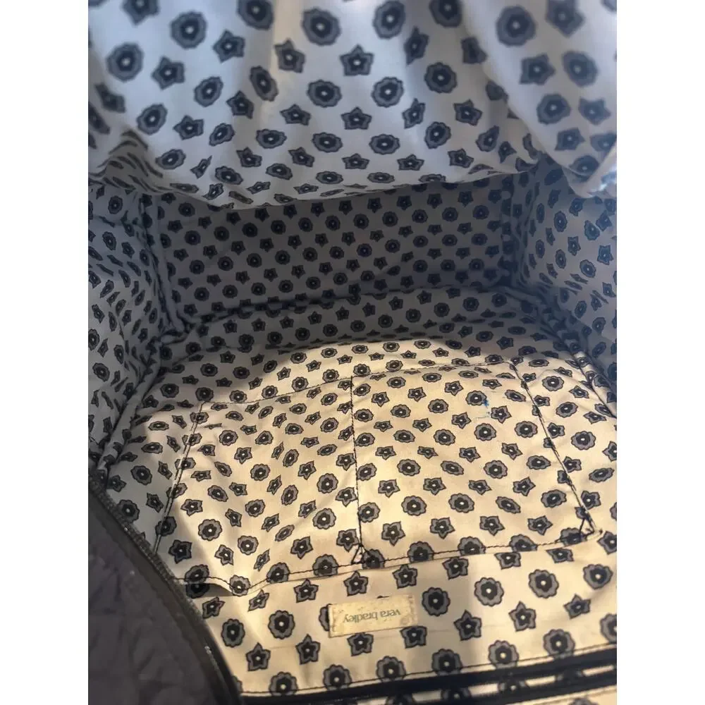 Vera Bradley Quilted Backpack Charcoal Gray Black Floral Lining Multi Pocket
